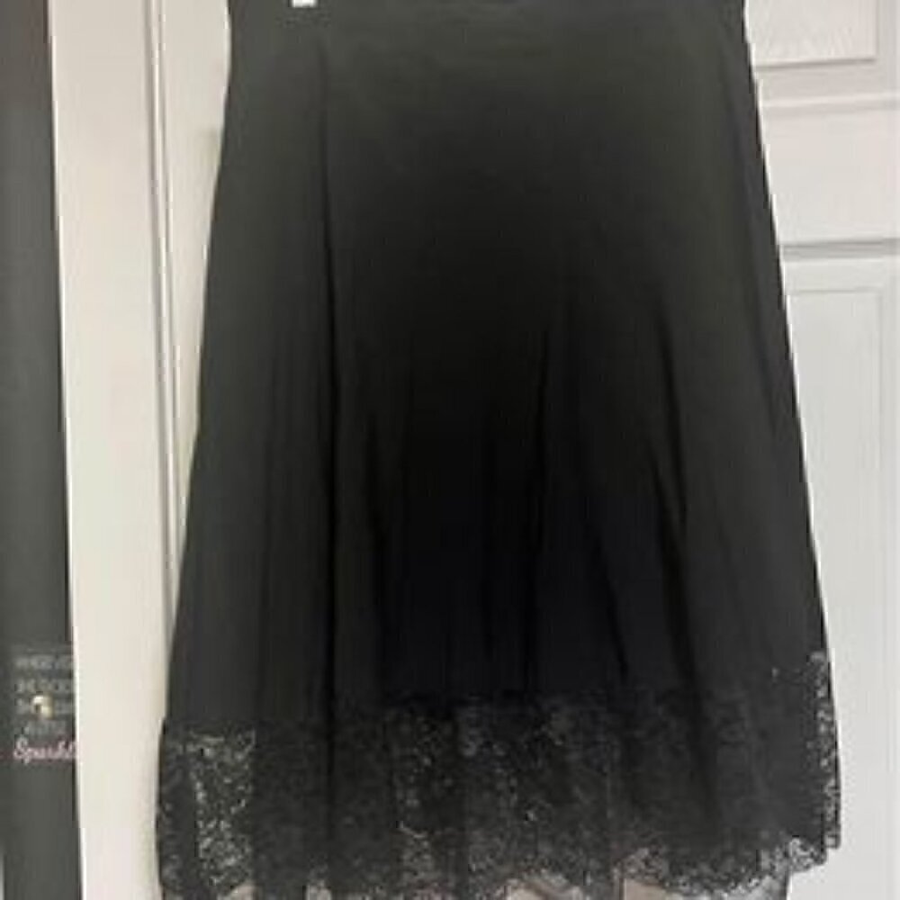 Isaac Mizrahi for Target Black Lace Trim A-Line Midi Skirt‎ Size 8